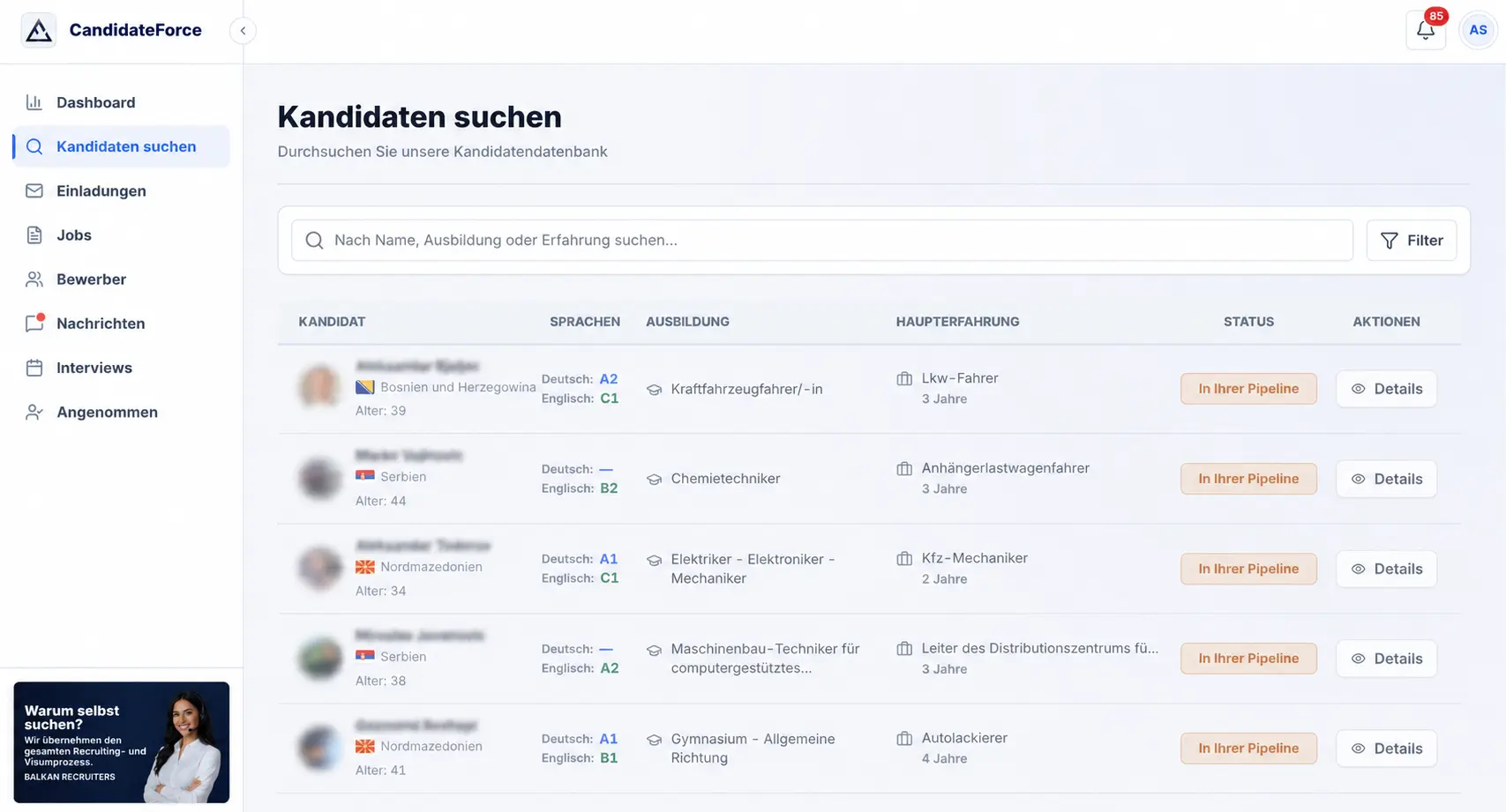 Schneller passende Kandidaten finden.